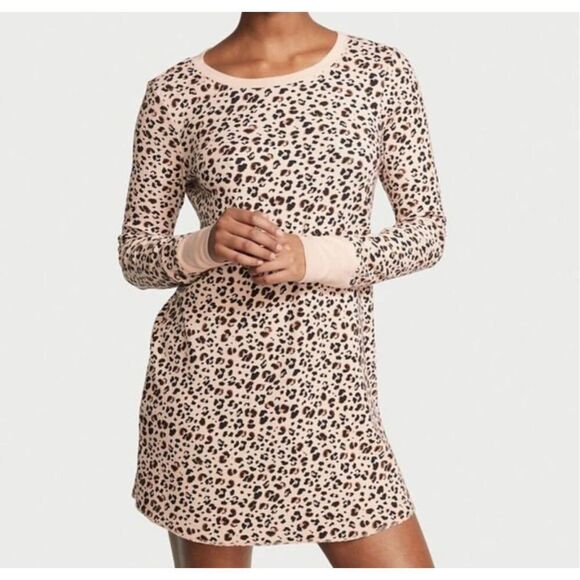 Victoria’s Secret Thermal cheetah leopard sleepshirt nighty sz XL lounge comfort - Picture 1 of 6